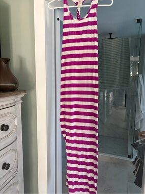 Hula Honey Pink and White Striped Tank Maxi